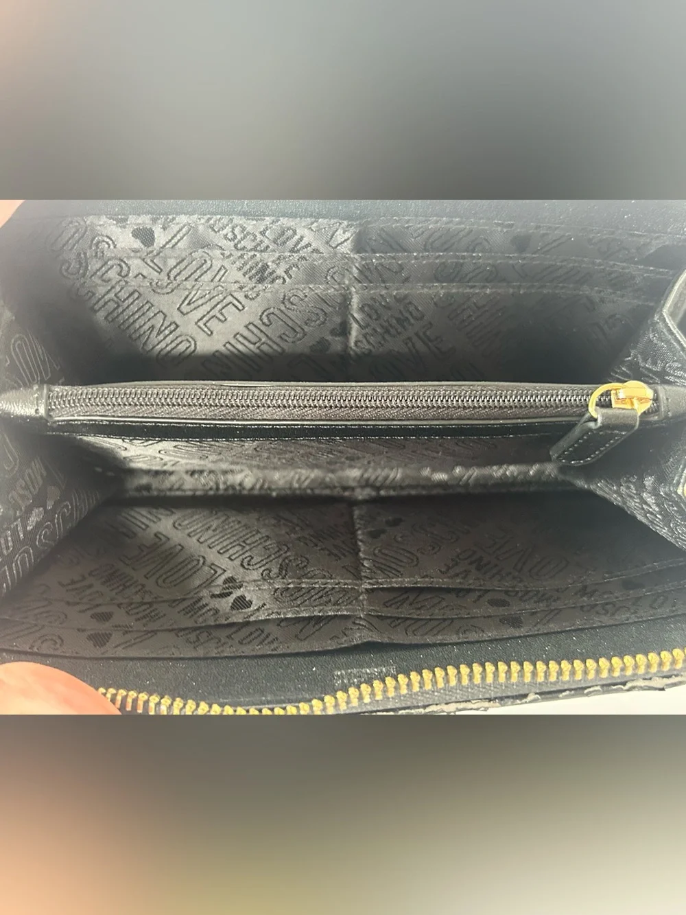Love Moschino Black Quilted Studded Wallet with Silver Logo